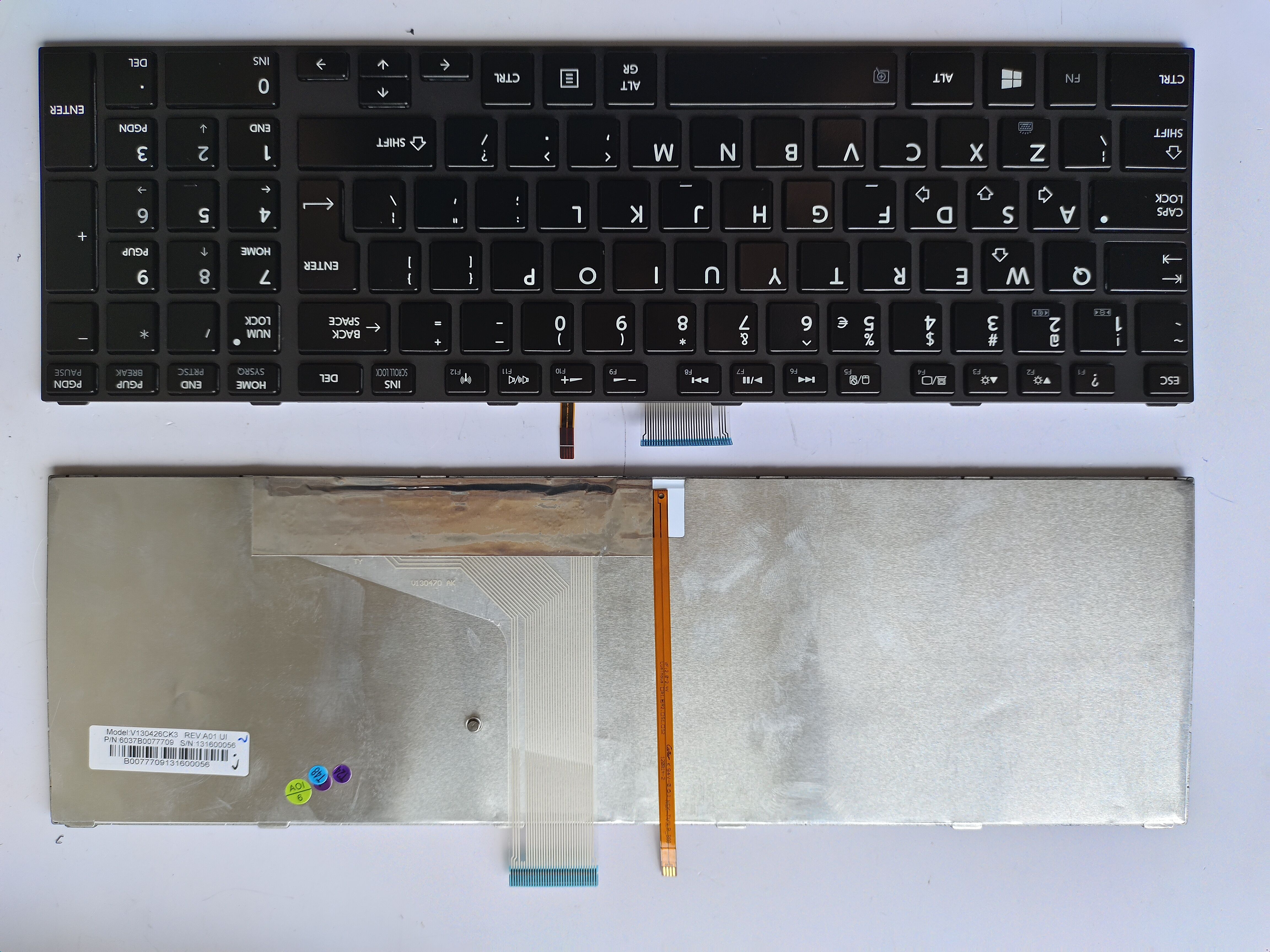 Picture of New Replacement Laptop Keyboard For TOSHIBA L850 GLOSSY BLACK,GREY FRAME Backlit UI Layout
